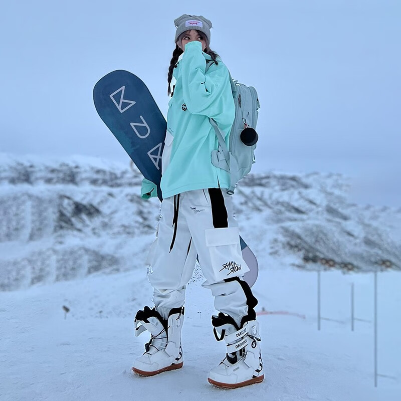 雪怡派 束脚单板滑雪裤女滑雪服男装备滑雪裤子防风防水镭射工装雪裤